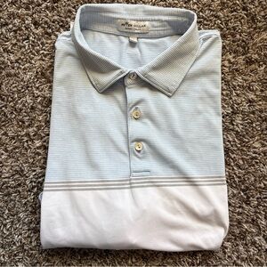 Peter Millar Summer Comfort Blue White Grey Striped Polo Shirt Performance Golf
